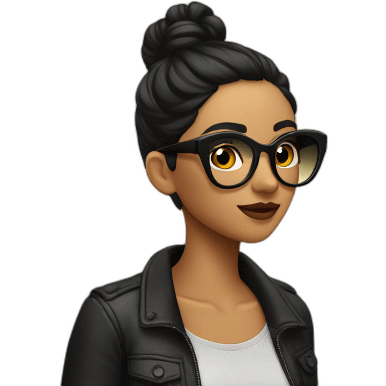 Chica morena con gafas negras emoji