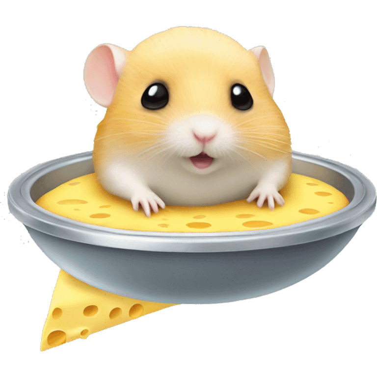 alien hamster in a ufo abducting cheese emoji