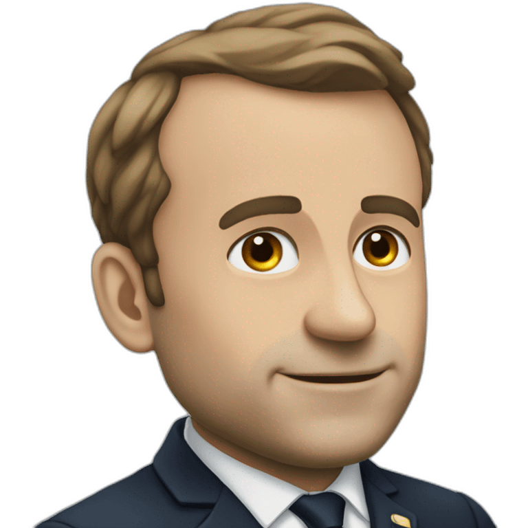 Macron avec un bras levé vers le ciel emoji