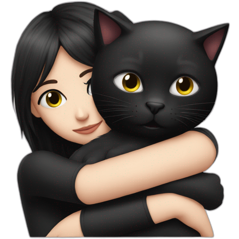 Black cat sitting in Emo girls lap emoji