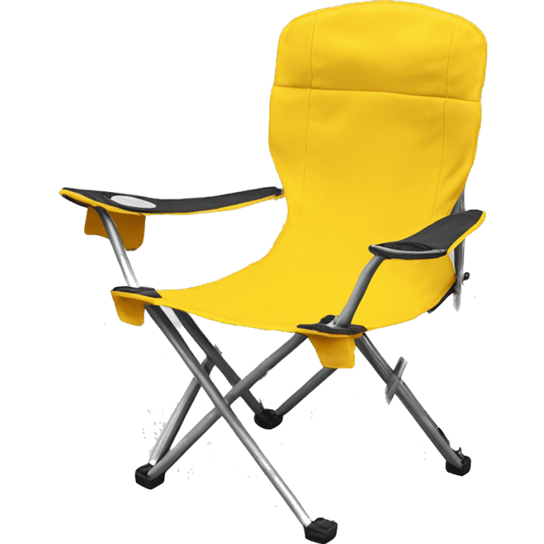 Realistic yellow camping folding chair isolated.  emoji