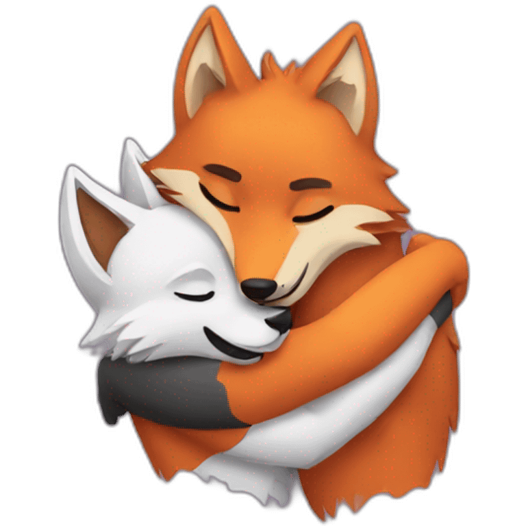 Wolf and fox hug emoji