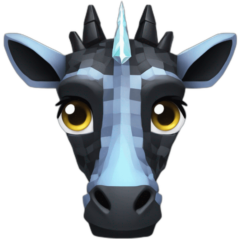 Minecraft Black Jiraffe Head With Diamond Unicorn Horn and Lazer Eyes emoji