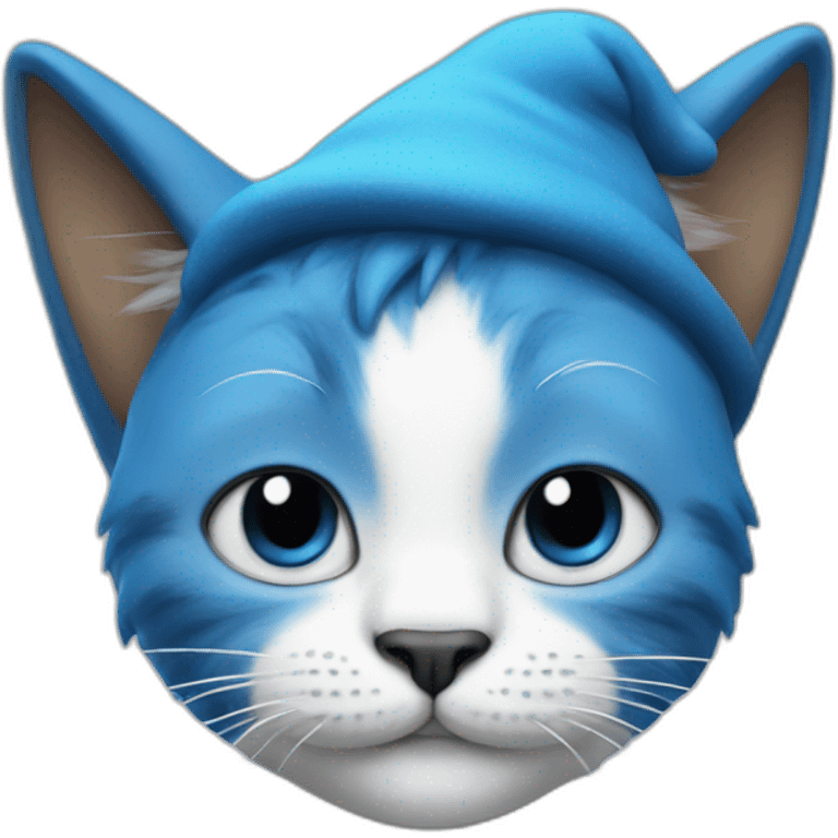 A realistic smurf that is mixed with a cat emoji