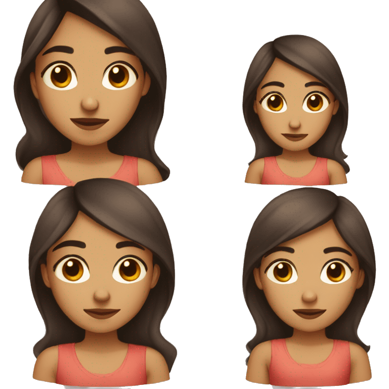 indian girl with dark brown eyes, light tan skin, long nose and dark brown hair emoji