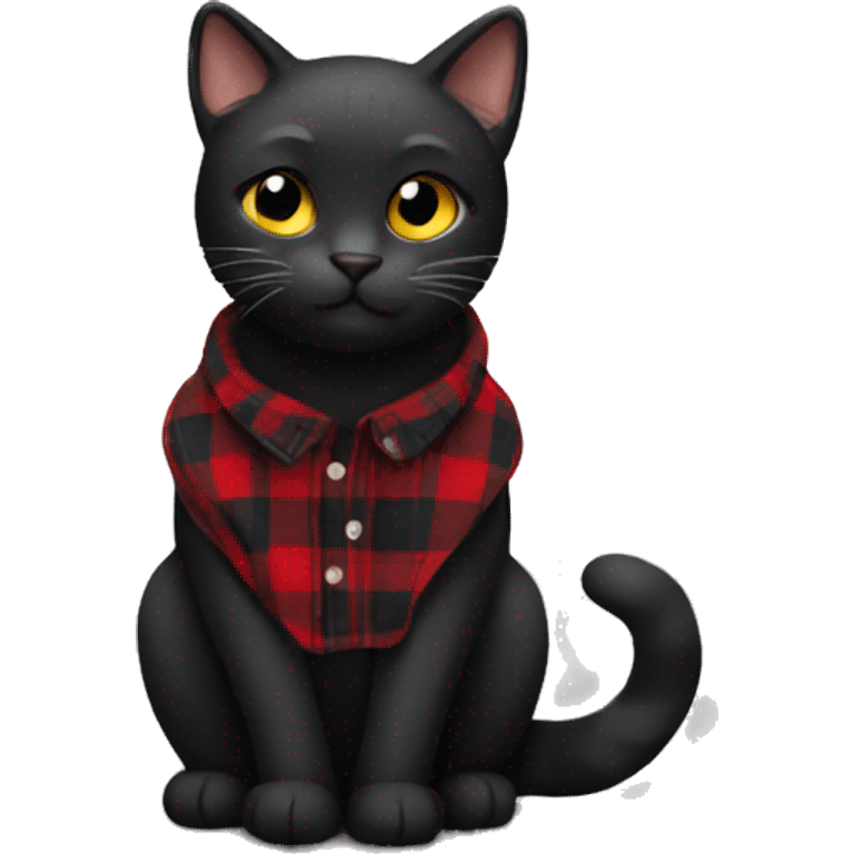 Black cat wearing a flannel emoji