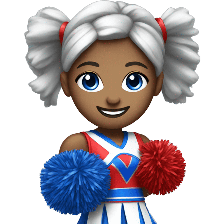  Cheerleader with pom-poms blue red and silver emoji