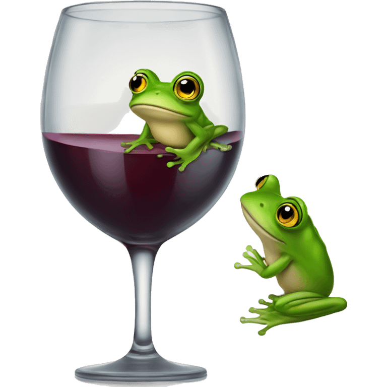 Frog looking through wine glass emoji