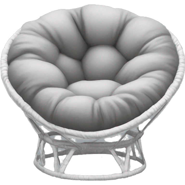 White Papasan chair with gray pillow emoji