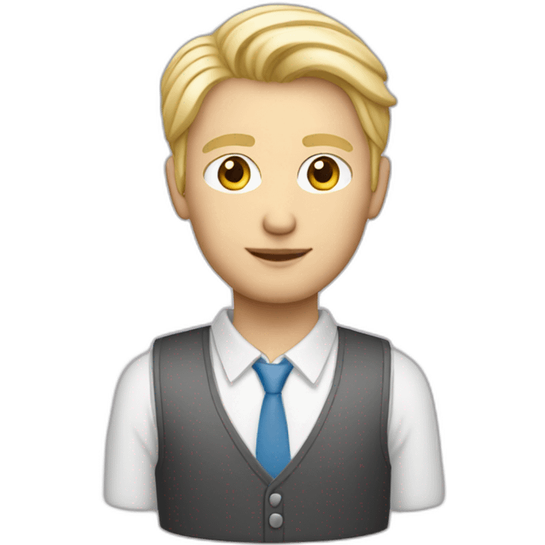 male blonde white data analyst on pc emoji