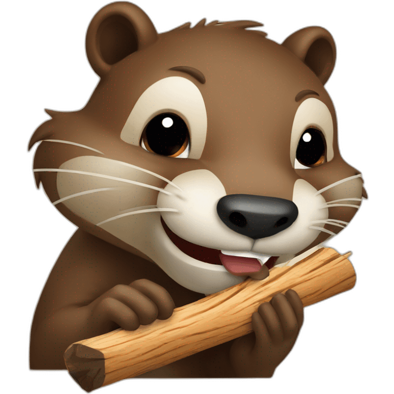 Beaver biting wood emoji