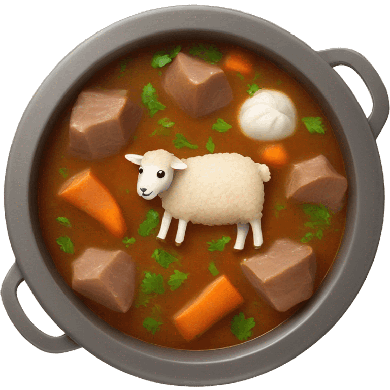 A dish of lamb stew (Pakistani stew which only has lamb, no other vegetables) beautifully, from a top. emoji