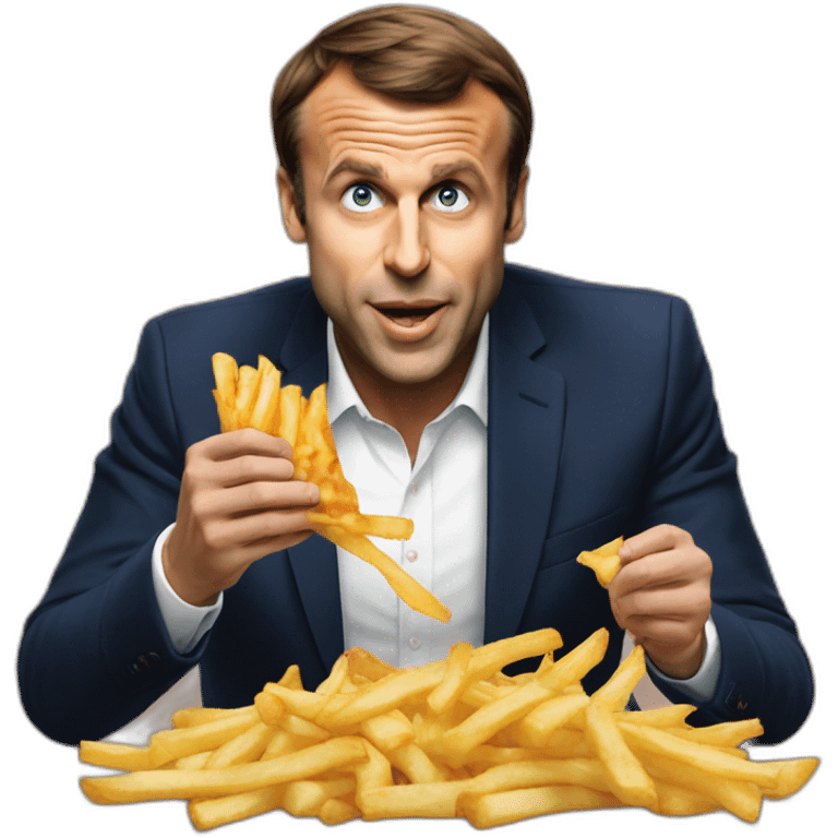 Emanuel Macron qui mange des frites emoji