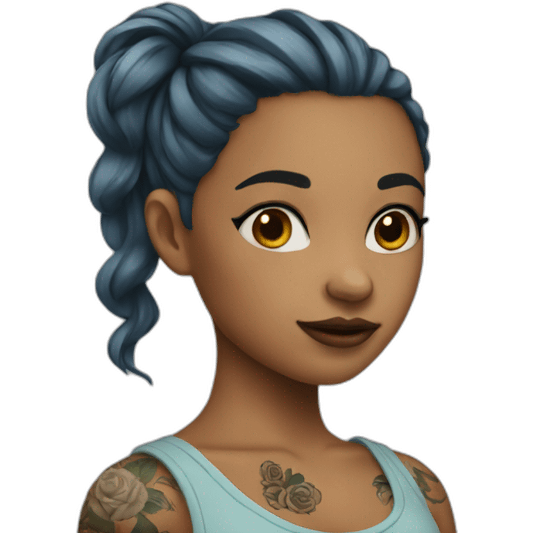 Girl with a tattoo emoji