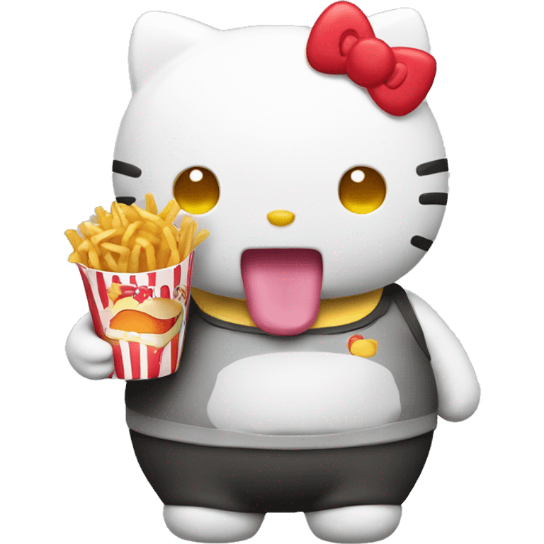 Chubby hello kitty eating fast food  emoji