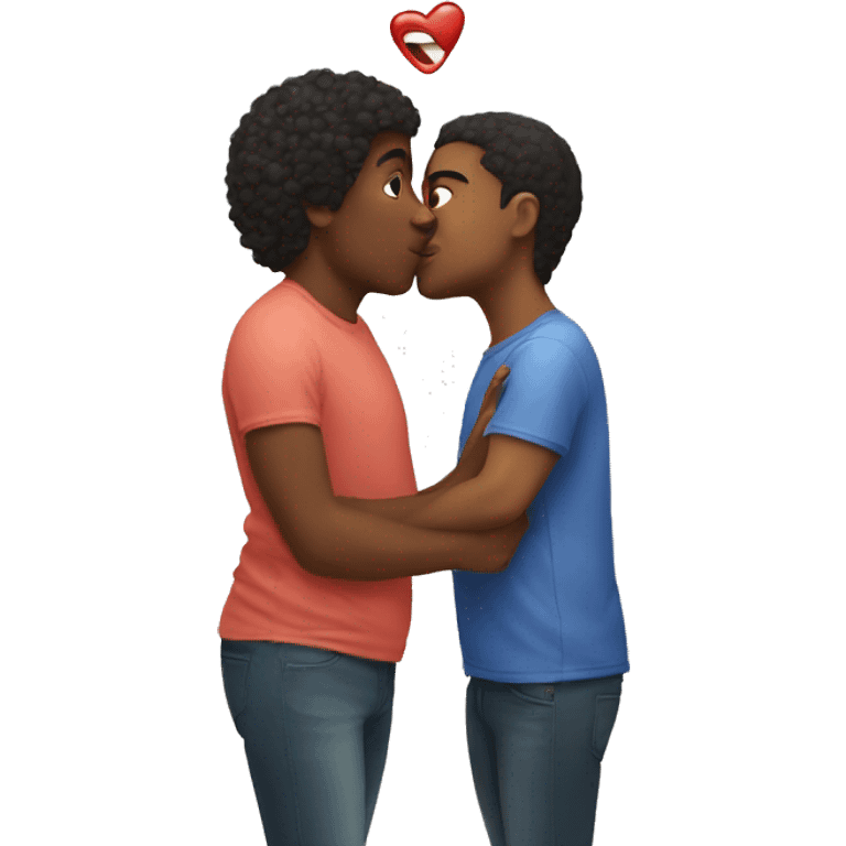 Boy kissing curvy girl emoji