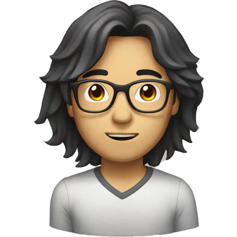 asian guy with long hair and glasses emoji