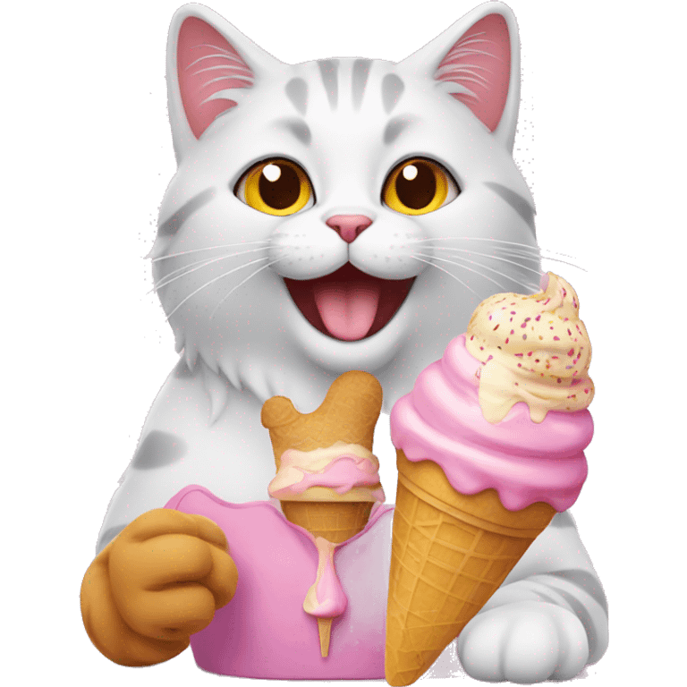 cat enjoying an ice cream emoji