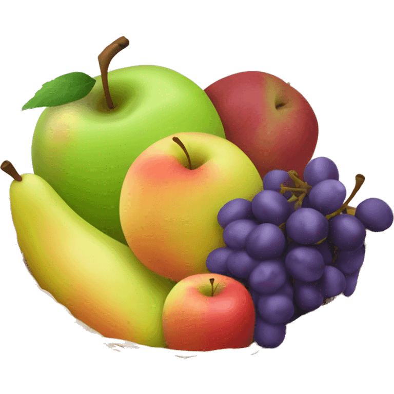 Fruit basket with only apples pears and grapes emoji