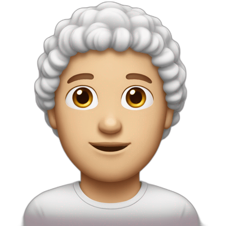 Curly short hair white guy with bonnet emoji