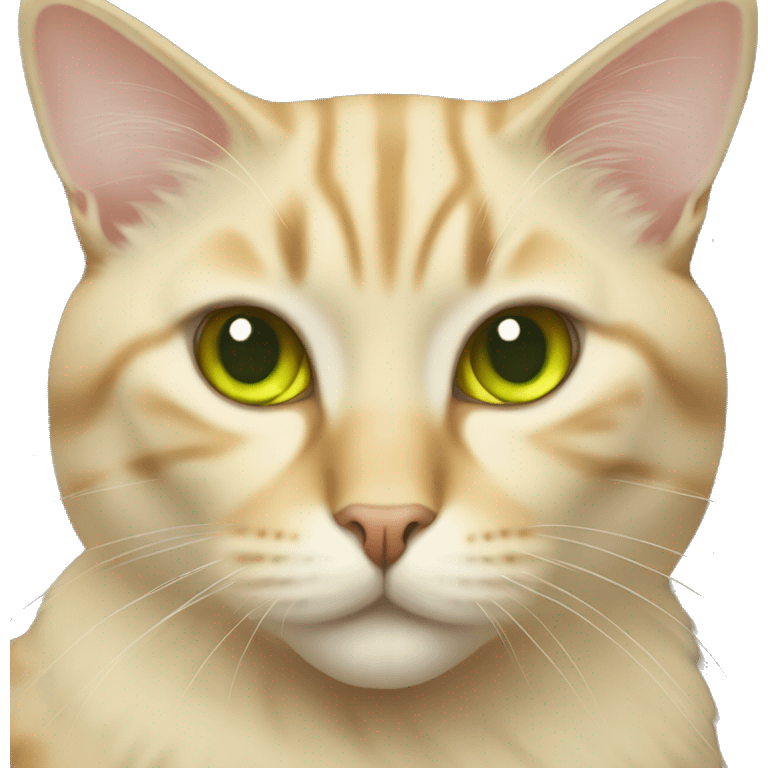 beige cat yellow green eyes emoji