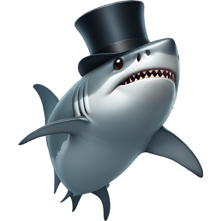 Shark with a top hat emoji