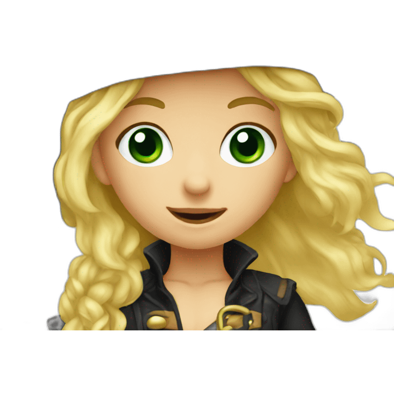 Female kid pirate, green eyed, blonde hair emoji