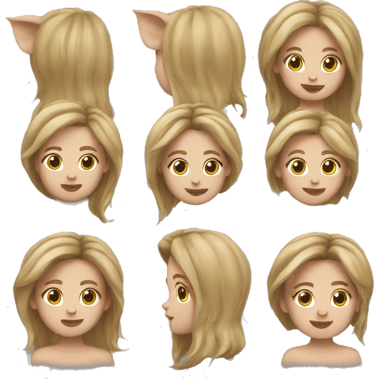 Create pig with dark blond haircut long hair emoji