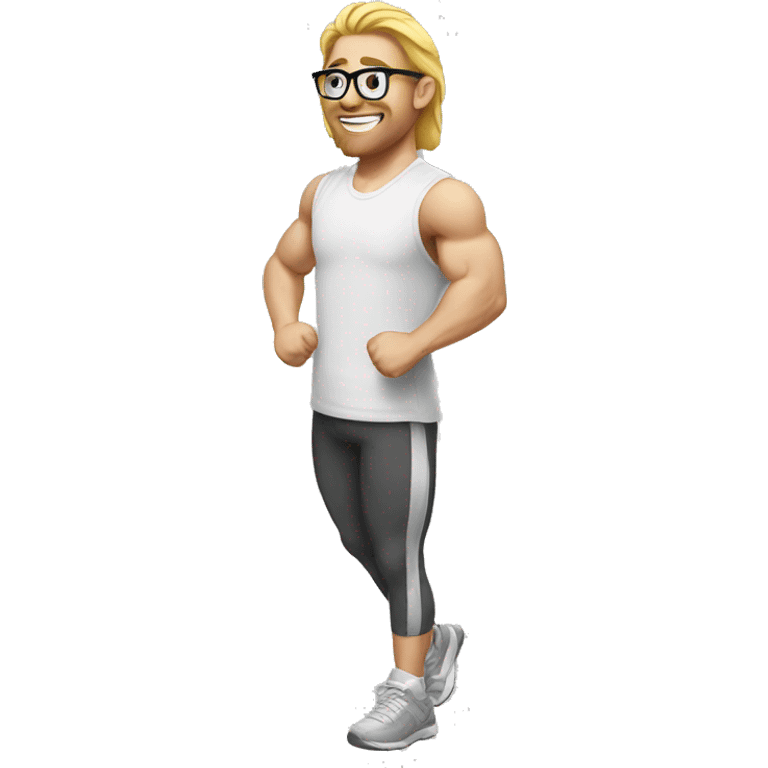 White Nerd hitting the gym emoji