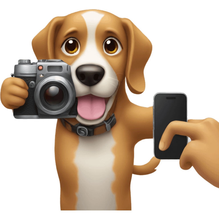 Dog taking selfie arm out holding camera  emoji