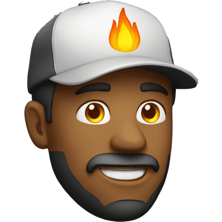 homme en feu  avec casquette emoji