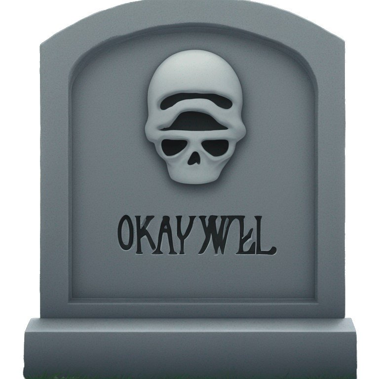 detailed tombstone that says "okaywell" on it emoji