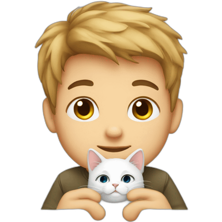 boy cuddle cat emoji