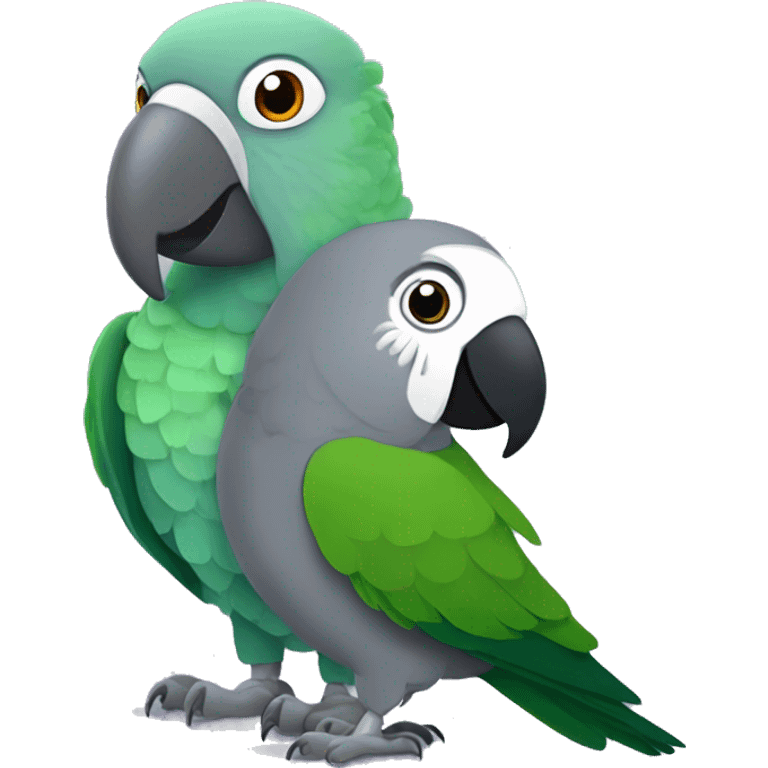 Timneh African grey and a green Quaker parrot  emoji