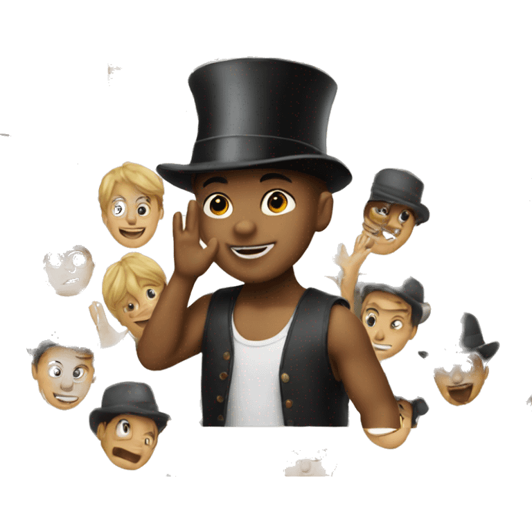 boy in tank top hat waving  emoji