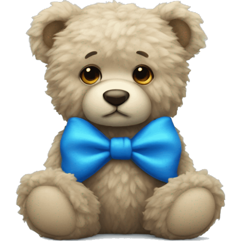 blue fur teddy with bow emoji