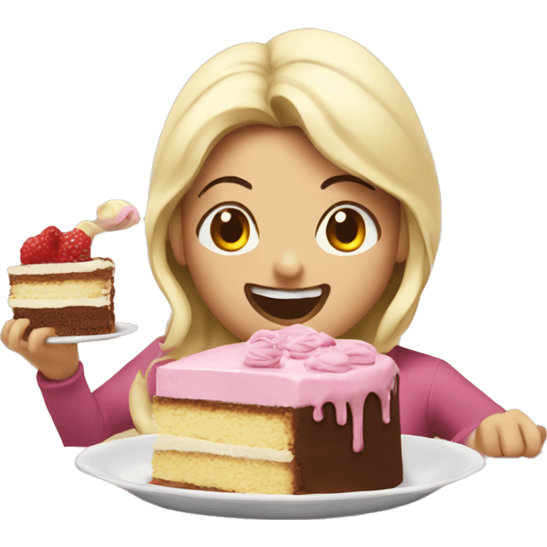 Cake eating cake emoji