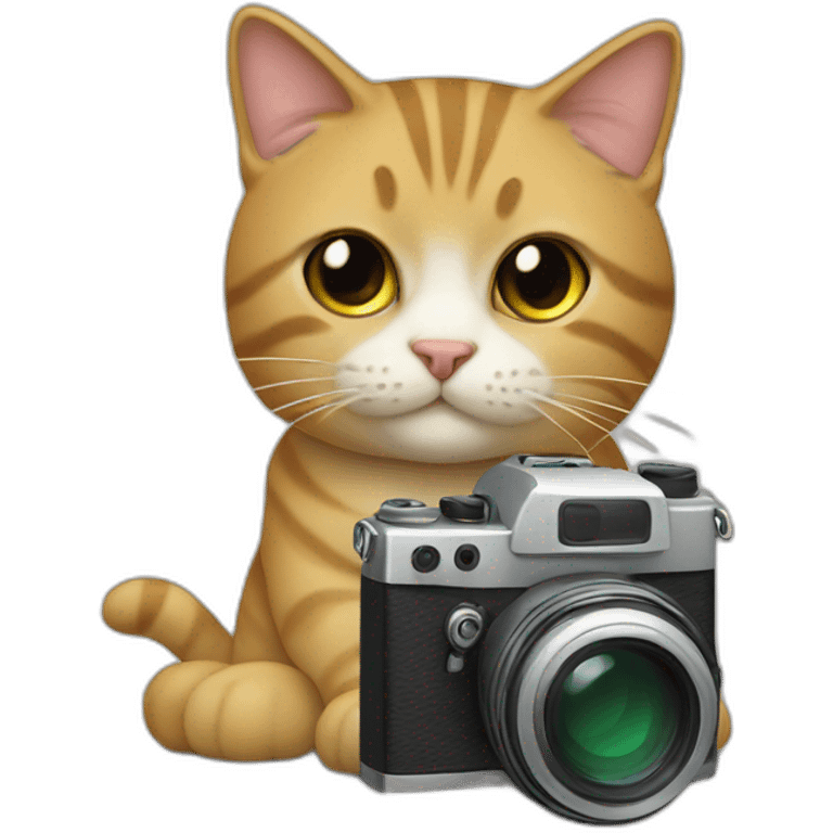 Un gato con una camara emoji