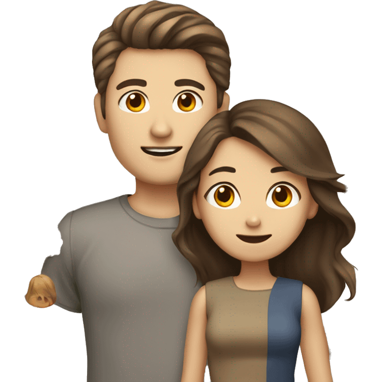 Brown haird asian girl with brown hair white guy emoji