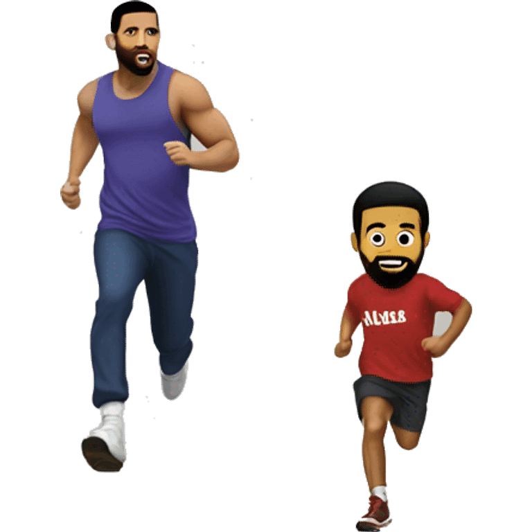 drake running behind a kid emoji