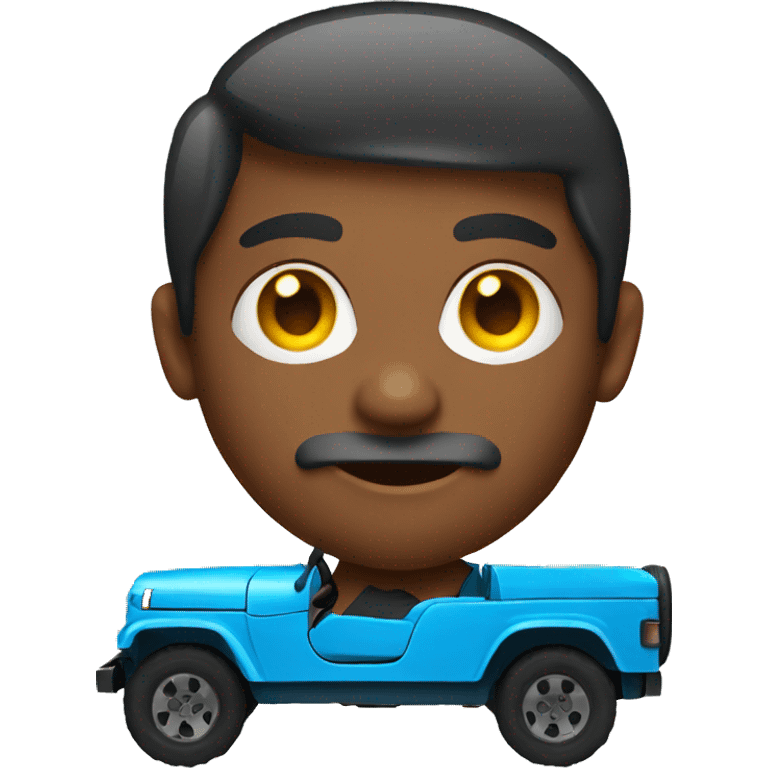 neon blue jeep facing forward emoji