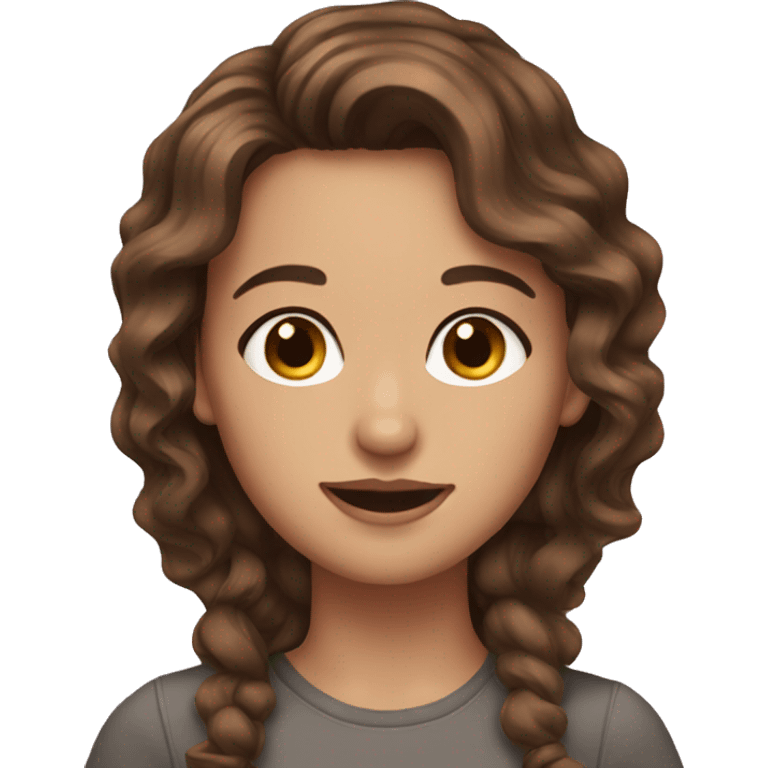 Brown hair brown eyes wavy hair girl emoji