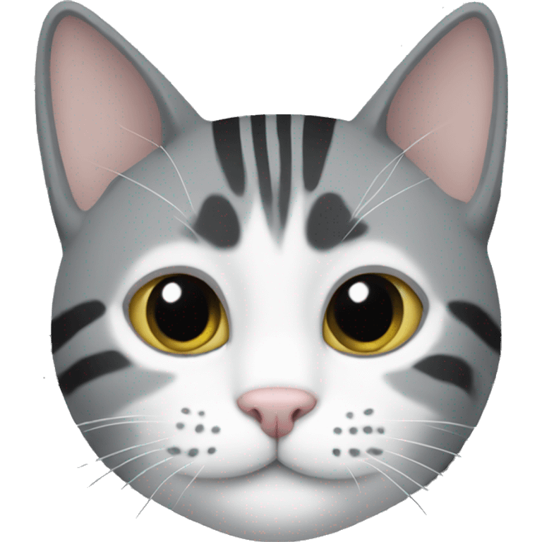 gray cat with black and white stripes emoji