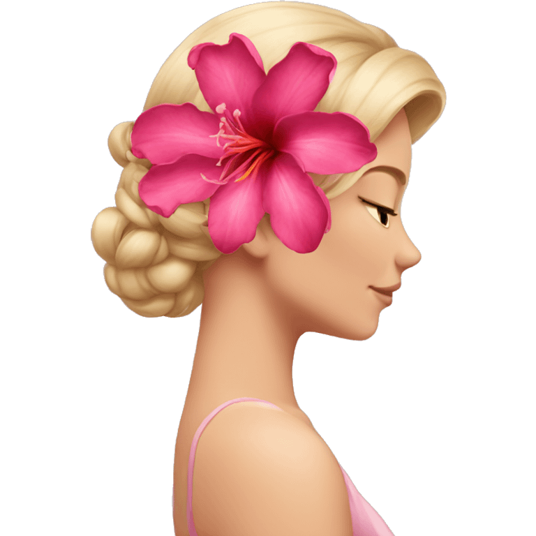 Azalea flower in woman's hair emoji