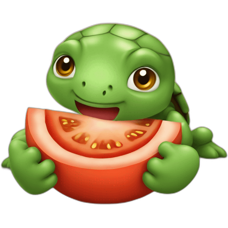 Tortue qui mange une tomate emoji