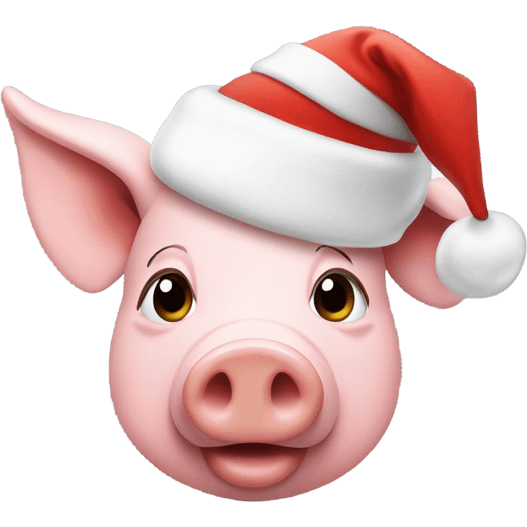 pig wearing a christmas hat emoji