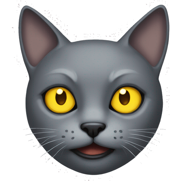 Evil grey cat with yellow eyes emoji