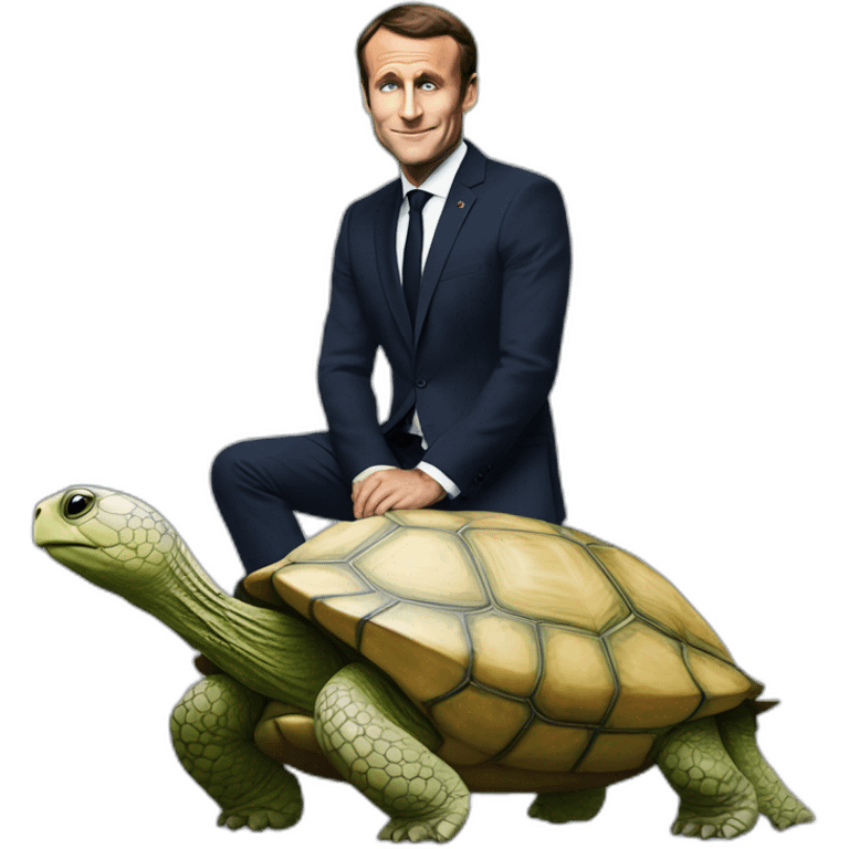 Macron sur une tortue emoji