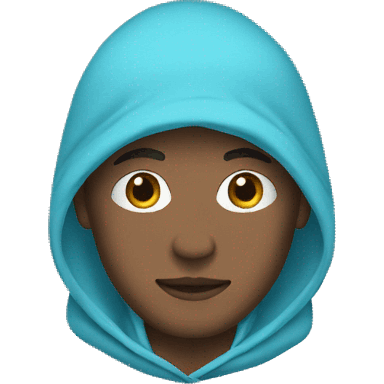 man in light blue hoodie haki color bandana emoji