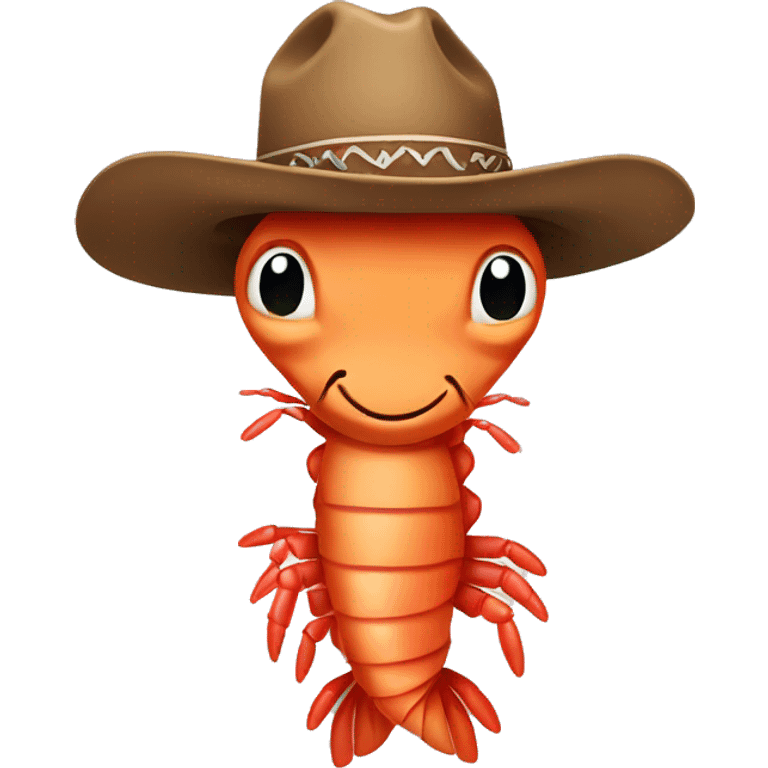 Shrimp wearing a cowboy hat and bandanna  emoji